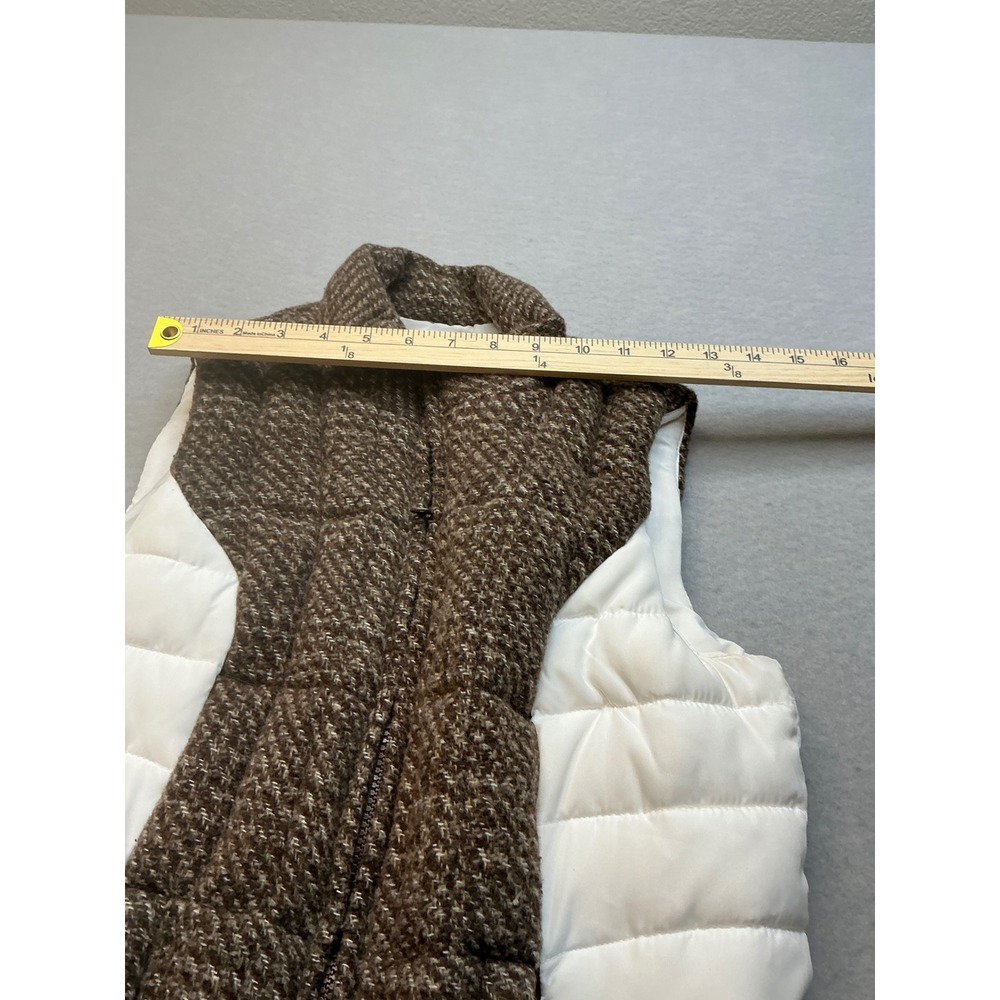 Puffer Vest Mixed Media Tweed Ruff Hewn Wool Blend Brown White Casual - Picture 8 of 16
